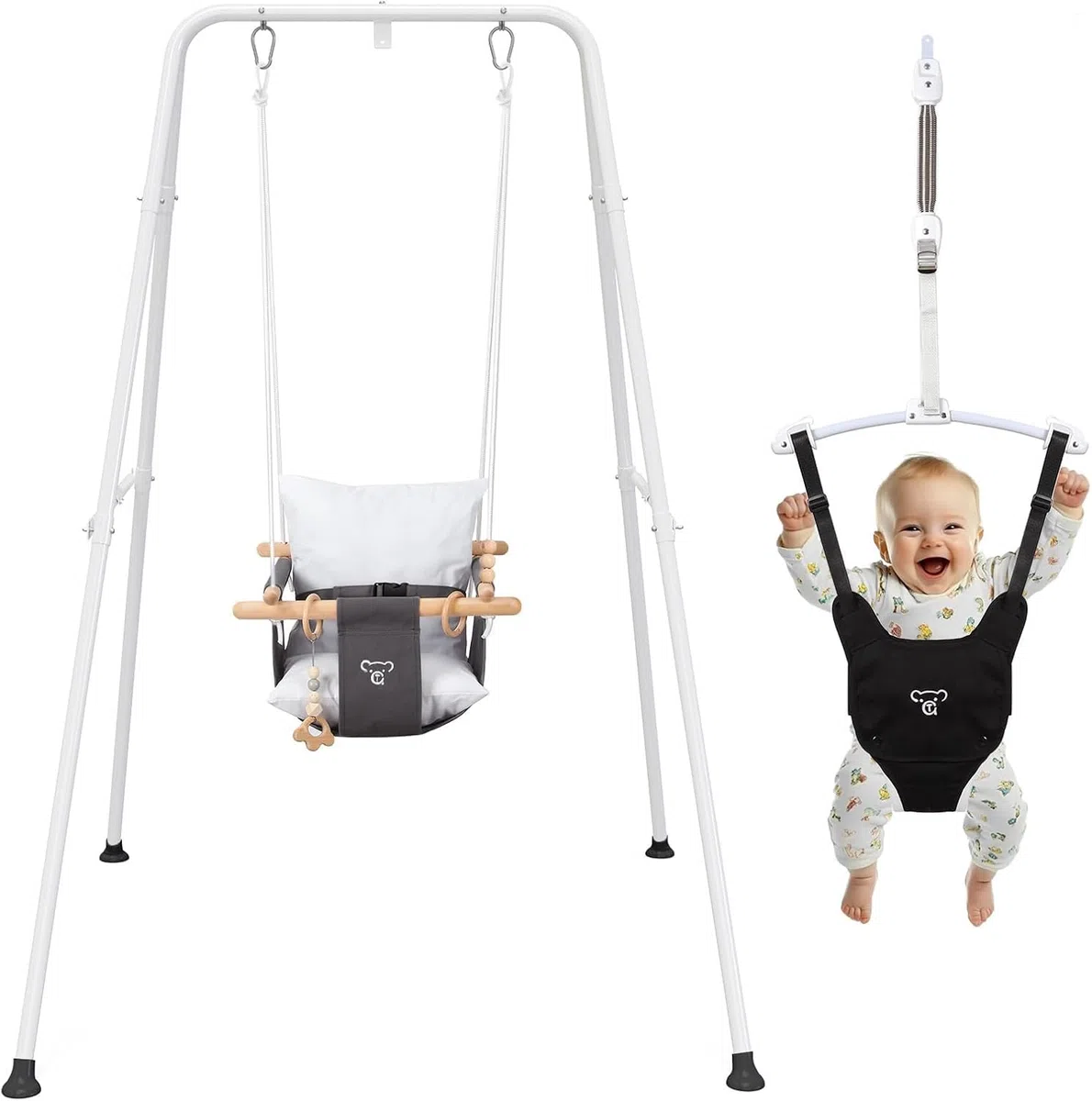 G TALECO GEAR 2 in 1 Baby Jumper mit Babyschaukel und Schaukelgestell, Babywippe und Schaukel, Indoor Babyschaukel und Türhopser Baby und Schaukelgestell Outdoor