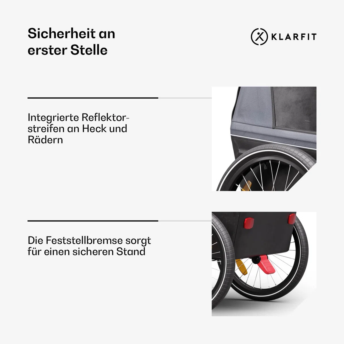 Klarfit GoKiddo Fahrradanhänger 2 Kinder - 2-in-1 Fahrradanhänger & Buggy mit Bremsen, Sicherheitsgurten, Verstellbaren Sitzen, 40kg Kapazität, Regen & UV Schutz, Zusammenklappbar, Dunkelgrau