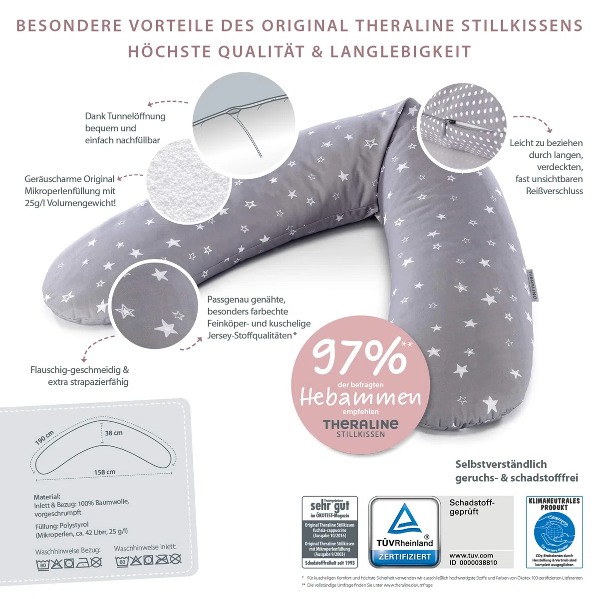 Theraline Stillkissen mit Mikroperlen Knistertier Löwe