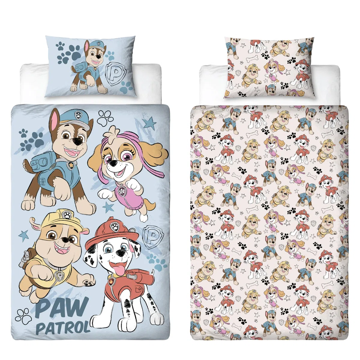 Paw Patrol offiziell Lizenziertes Skizzen-Design Einzelbettwäsche-Set | Wendbares 2-seitiges Hundebettzeug einschließlich passendem Kissenbezug | Perfekt für das Kinderzimmer | Polybaumwolle