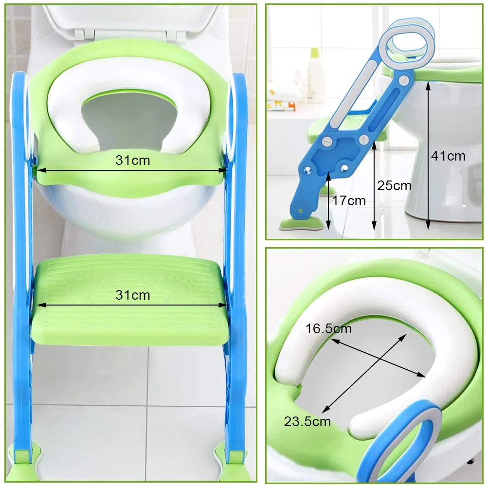 Kinder Toilettensitz, Höhenverstellbar Kindertoilette faltbar Toilettentrainer mit Leiter und Griffe Töpfchen Trainingssitz für Training Babyform die Gewohnheit der unabhängigen Toilette