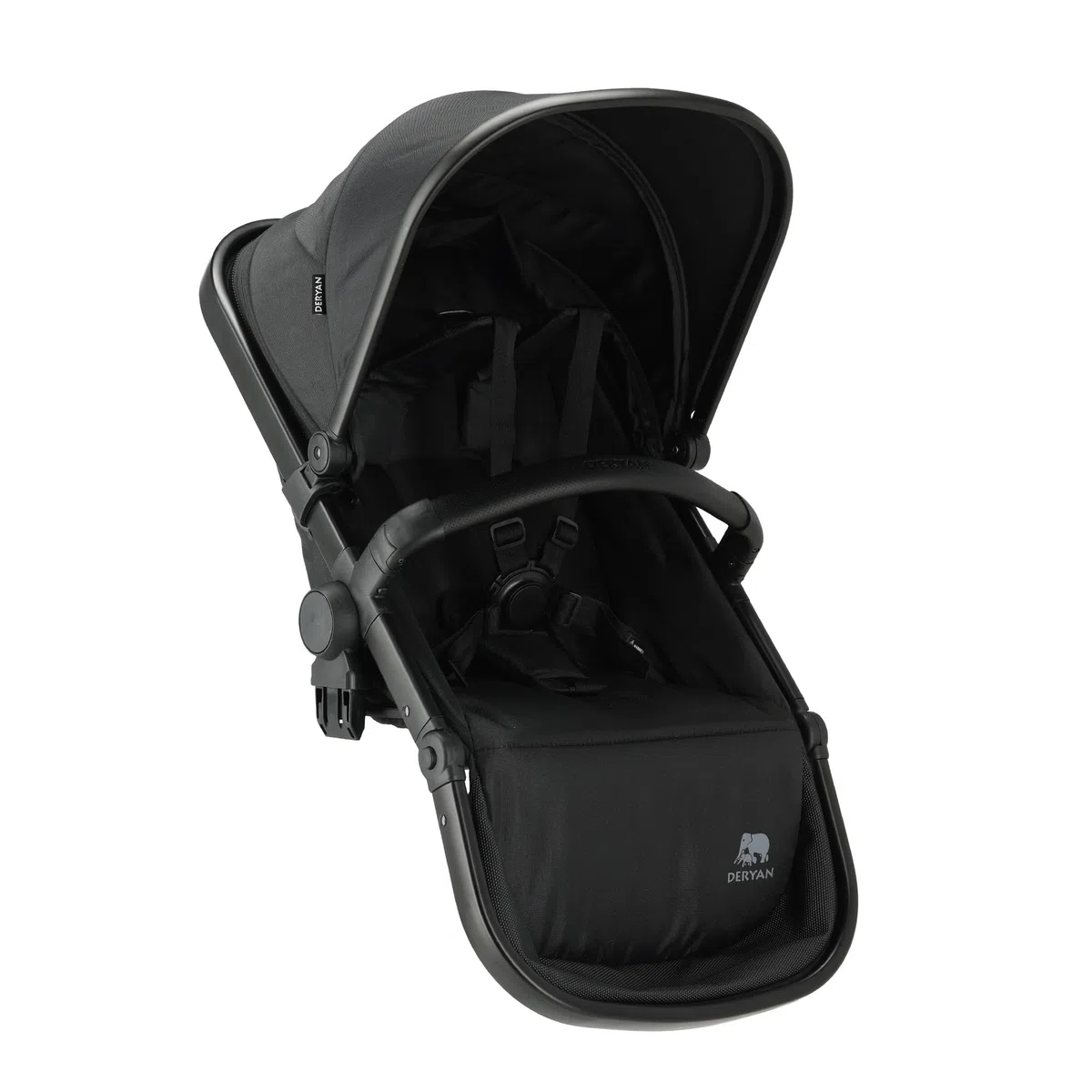 Deryan Zweite Sitzeinheit für Evy V2 Kinderwagen - Zweitsitz mit 5-Punkt-Sicherheitsgurt, 4 Liegepositionen, bis 25 kg, Schwarz