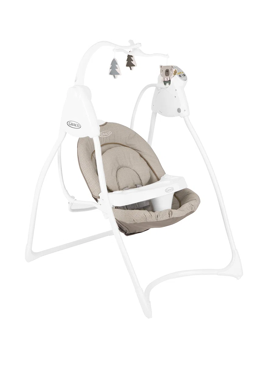 Graco Lovin' Hug™, elektrische Babyschaukel, ab Geburt bis ca. 9 Monate (9 kg), inkl. Spielbügel, Musik- und Naturgeräuche, zusammenklappbar, bunt, Little Adventures