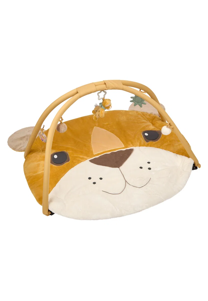 Sterntaler Spielbogen Löwe Leo – Flauschig weiche Baby-Spieldecke mit Spiegel & Rassel – Abnehmbarer Spielbogen & Spielteile für vielseitigen Spielspaß - Activity Decke, 100x80 cm mattgelb
