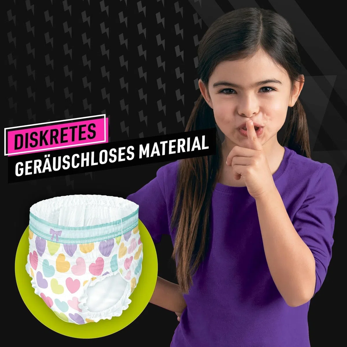Ninjamas Pyjama Pants Herzen, 10 absorbierende Nachthöschen, 7 Jahre, 17kg-30kg, Auslaufschutz für die ganze Nacht
