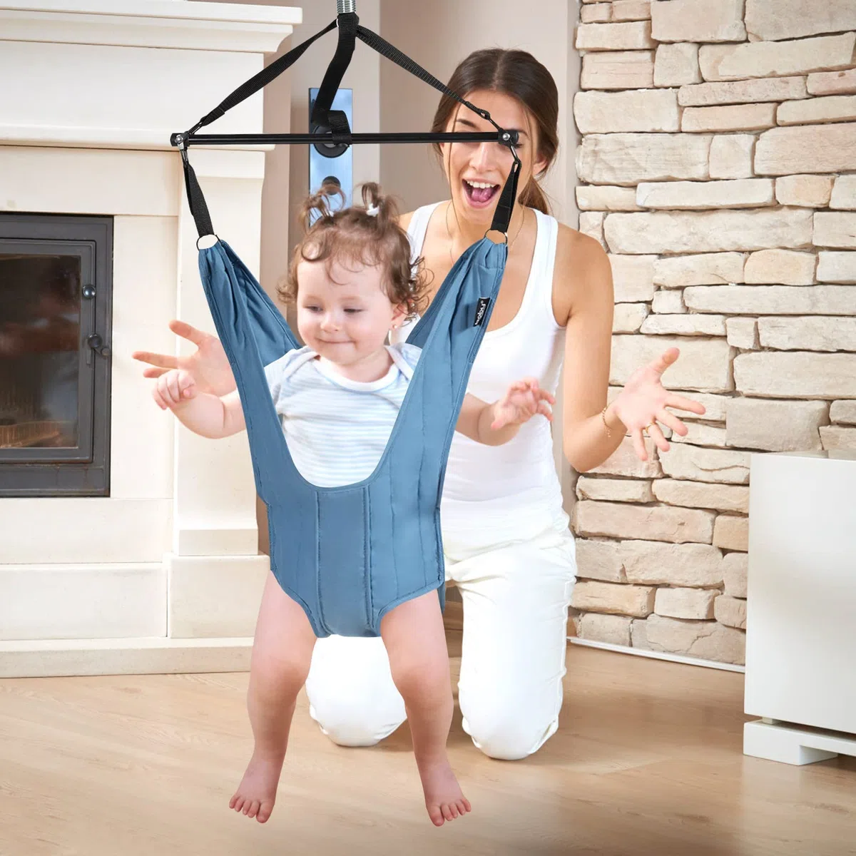 COSTWAY Baby Türhopser längenverstellbar, Tür Schaukel, Türrahmen Jumper inkl. Türklammer, für Kleinkinder von 6-12 Monate (Blau)