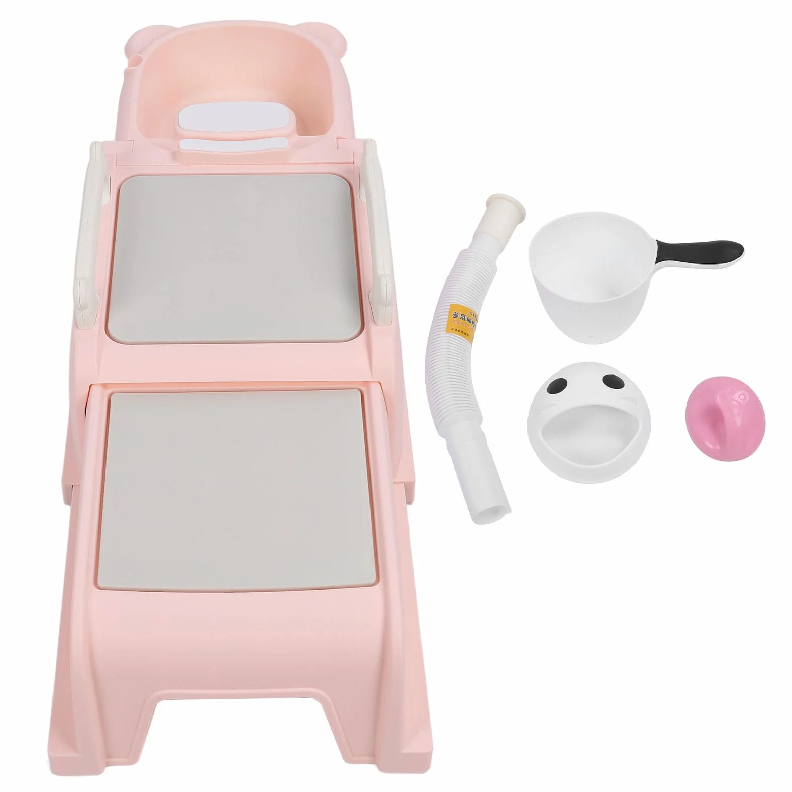 Pilipane Einziehbarer Shampoo -Stuhl für Kinder mit weichen gepolsterten Kissen Armlehnen Kopfkissen Nicht -Slip -Kleinkind Haarwaschstation (Rosa)