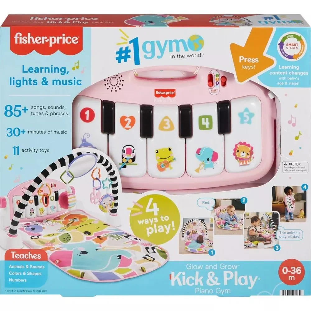 Fisher Price Glow and Grow Kick & Play Gym, Pink