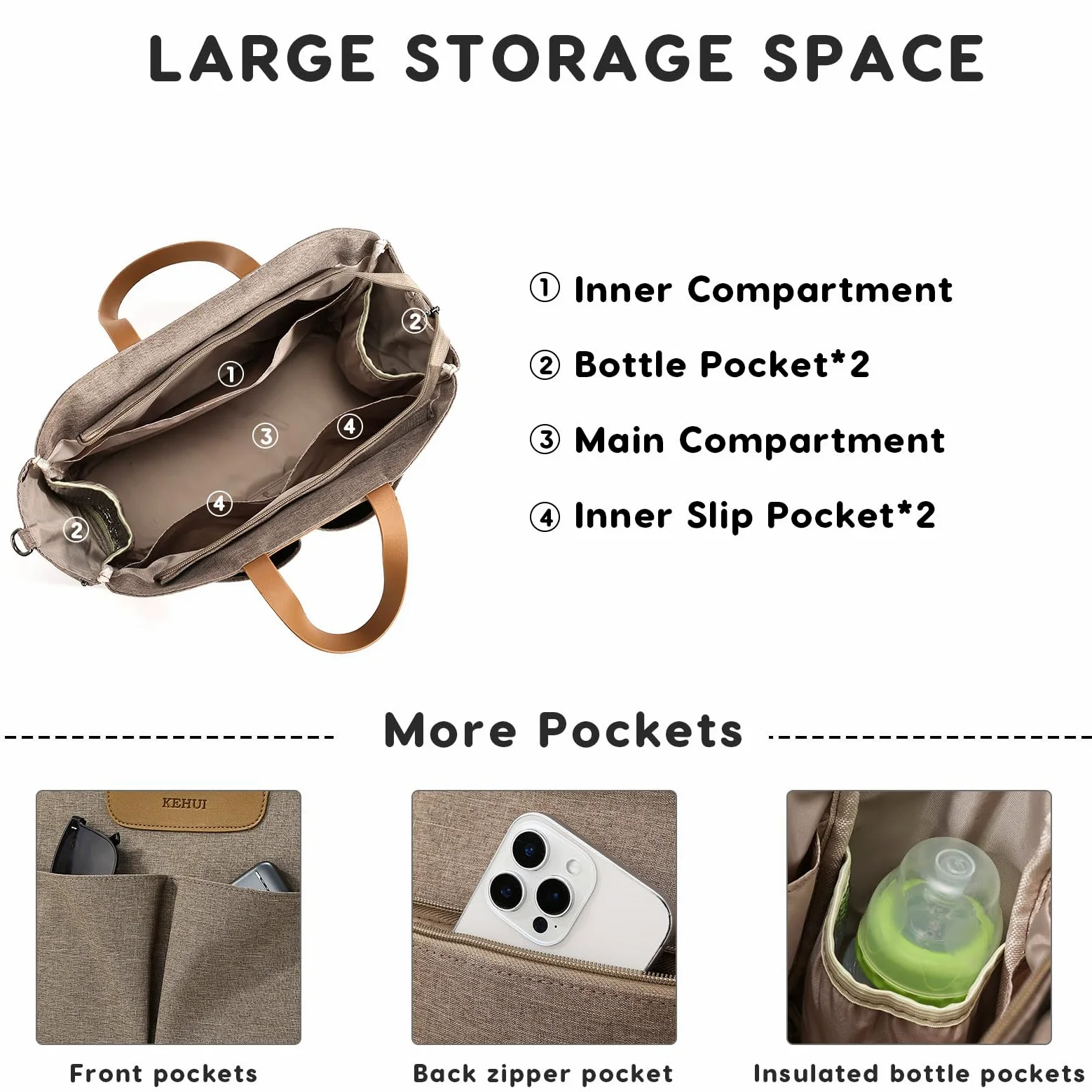 SONARIN Multifunktionale Leichte Baby Wickeltasche,Große Kapazität Wasserdicht Reise Wickeltasche Umhängetasche Tragetasche Henkeltaschen Babytasche mit Kinderwagen Haken