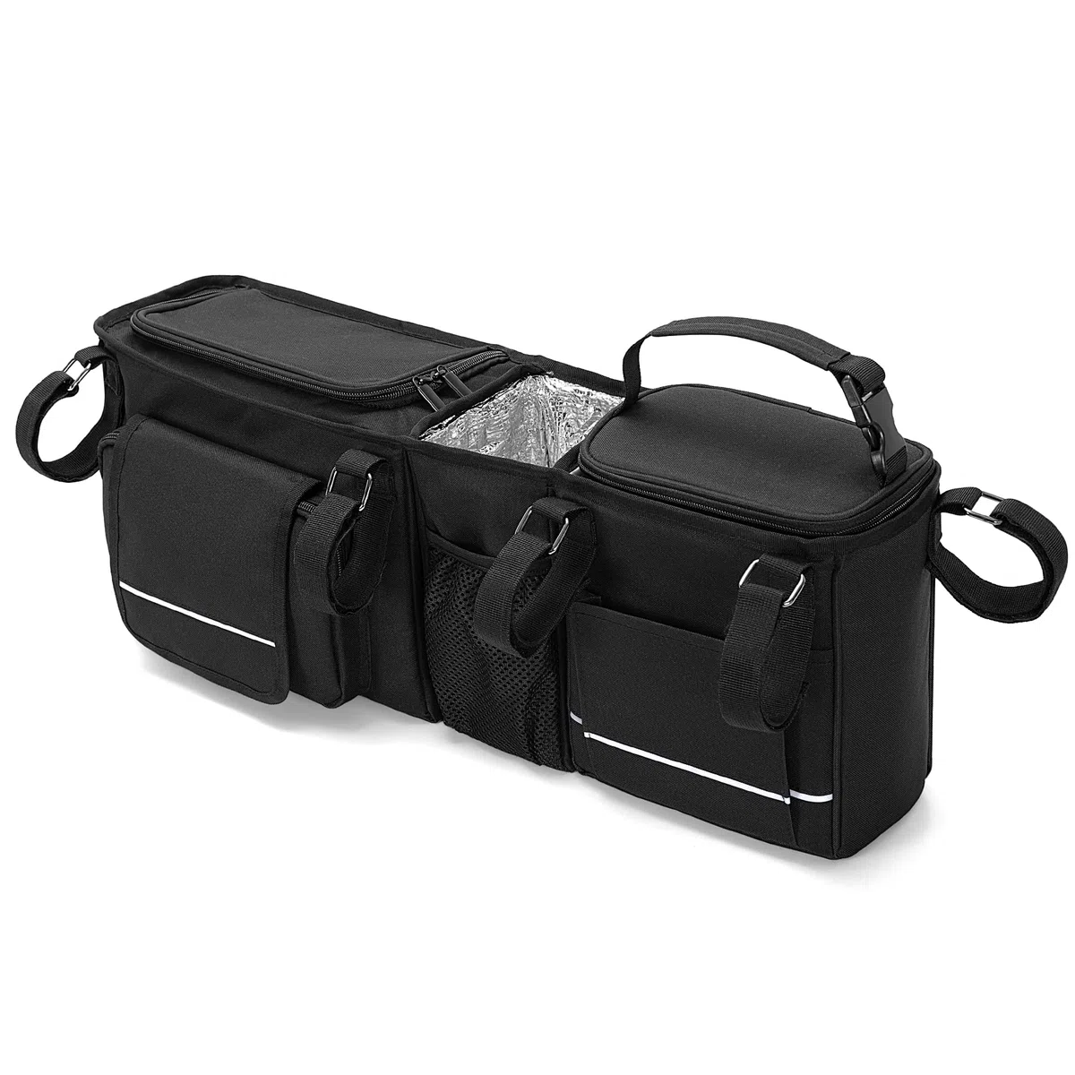 HODRANT Hängender Doppel Kinderwagen Organizer, Kompatibel mit City Mini GT2 Double & Kompatibel mit BOB Duallie Kinderwagen, Kinderwagen Caddy mit abnehmbarer Kühltasche, Nur Tasche