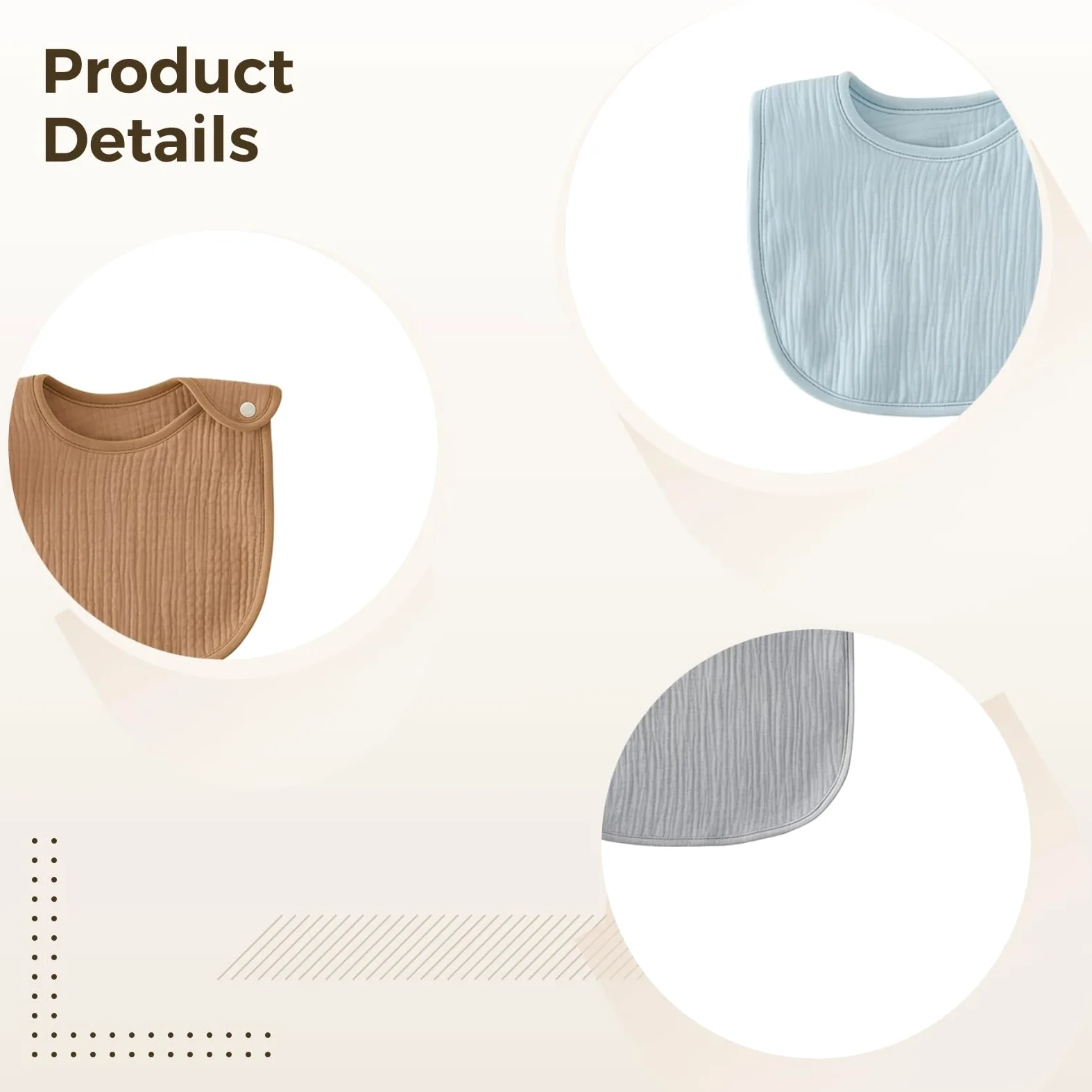 Wasserdichte Lätzchen für kleine Kinder, weiche Baumwolle, Bandana-Lätzchen für Jungen und Mädchen, verstellbarer Schnappverschluss, stilvoll und bequem, große Größe für bessere Abdeckung, 5