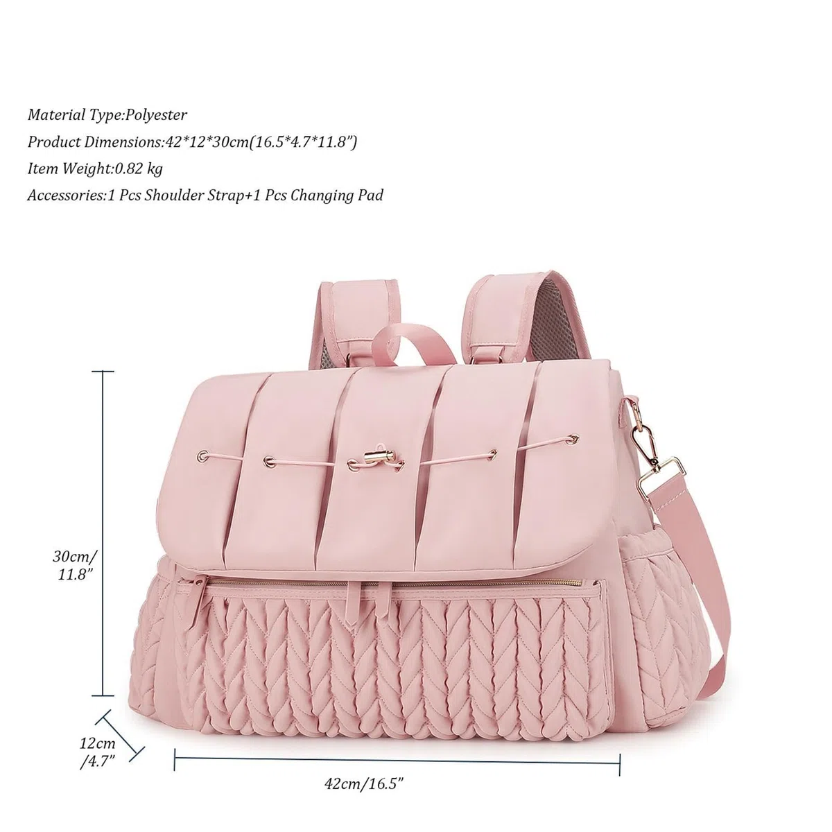 Generico Rucksack für Windeln, Windelrucksack, Aufbewahrungstasche für den | Kindergarten | Große Kapazität Taschen mit Wickelunterlage für Outdoor-Reisen, wasserdichte Mutterschaftstasche p, Rosa,