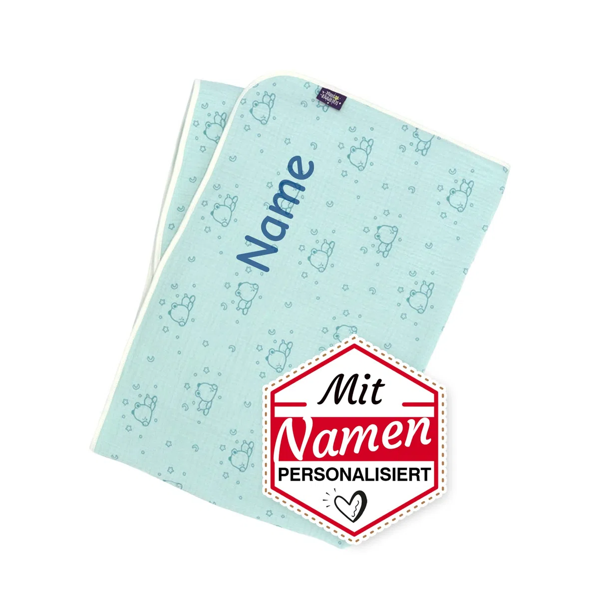 Sterntaler Babydecke mit Namen personalisiert, Tonie Kleiner Bär Schlummerbande Musselin Decke, Personalisierte Kinderdecke Babydecke Kuscheldecke als Geschenk zur Geburt, Geburtstag/Taufe