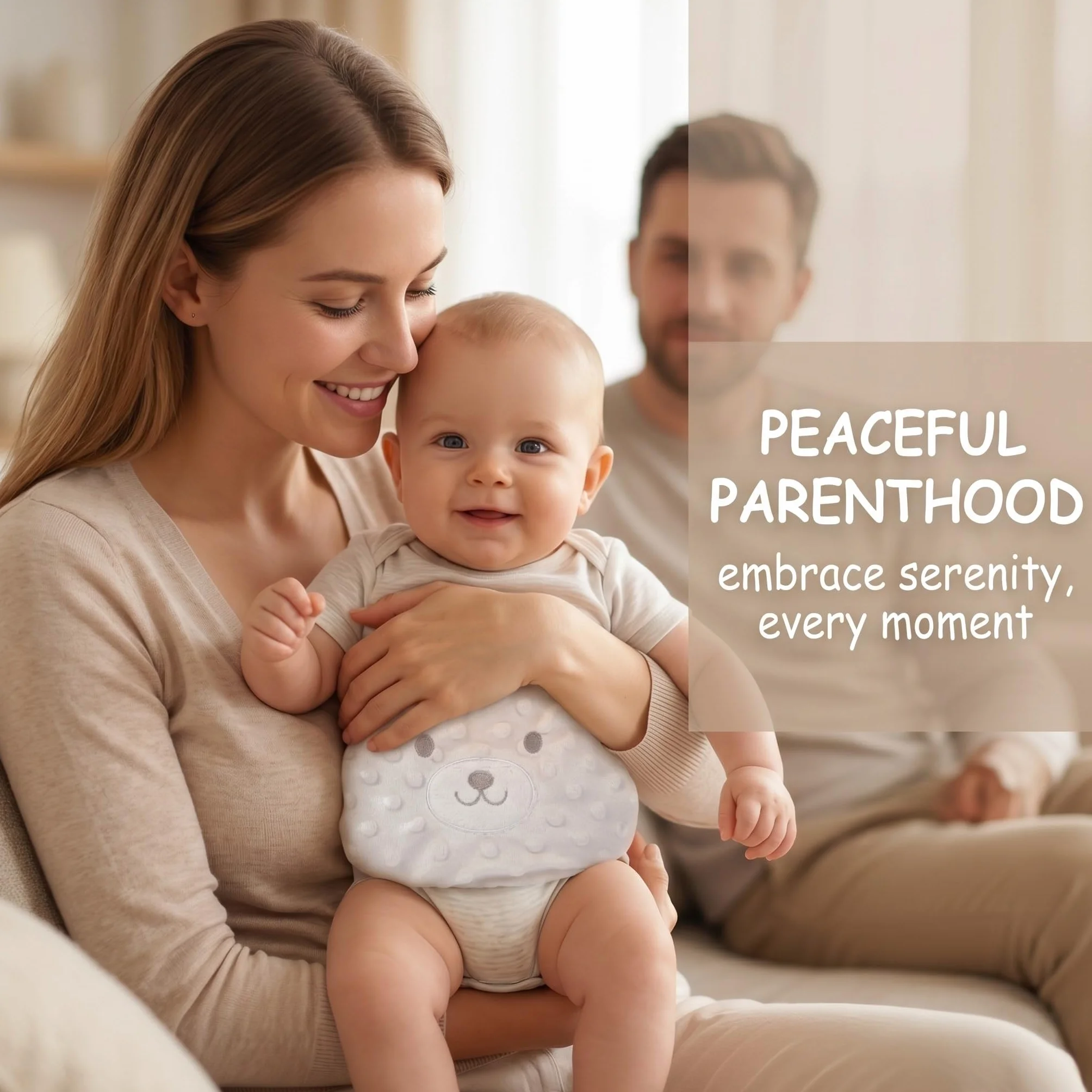 Baby Wärmegürte, Natürliche Wärme gegen Blähungen und Koliken, Verstellbarer Bauchgurt für Neugeborene und Babys bei Bauchweh (Beige, Niedliches Schweinchen-Design)