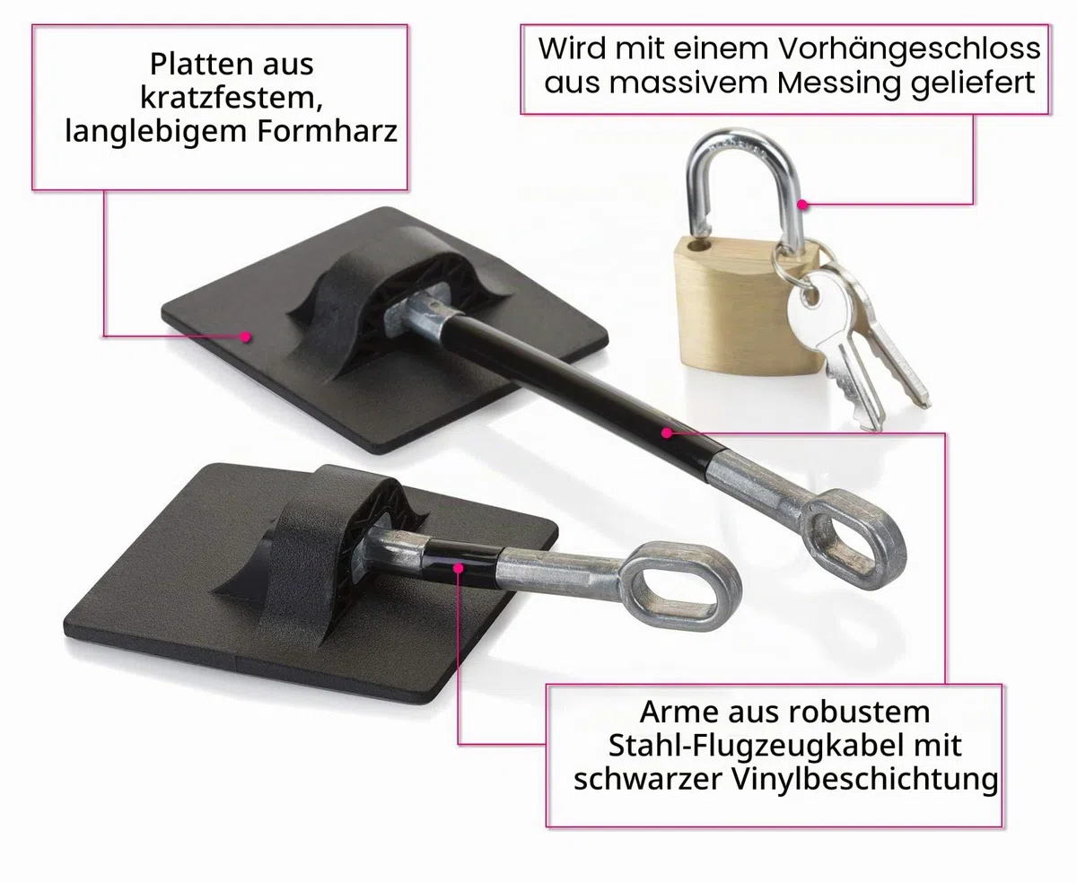 2er-Pack Kühlschrankschlösser mit Vorhängeschloss - Schlösser mit Schlüssel - Kindersicherung für Kühlschrank - Schwarz