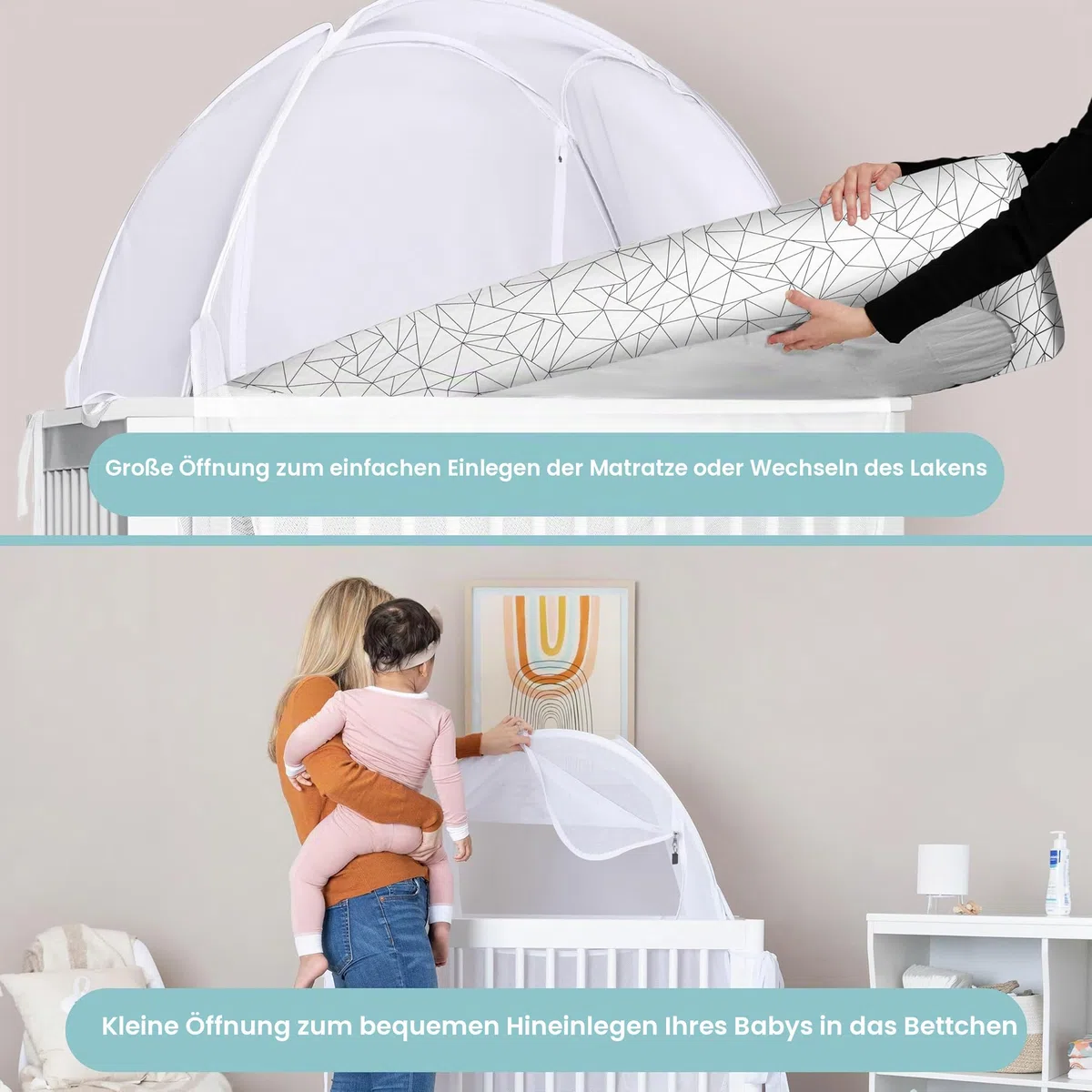 Pro Baby Safety PopUpKinderbettZelt, feines Netzgewebe, um das Baby vor Klettern, Stürzen und Mückenstichen, Sicherheitsnetz, BaldachinNetzabdeckung – stabile und stilvolle Kinderbettauflage