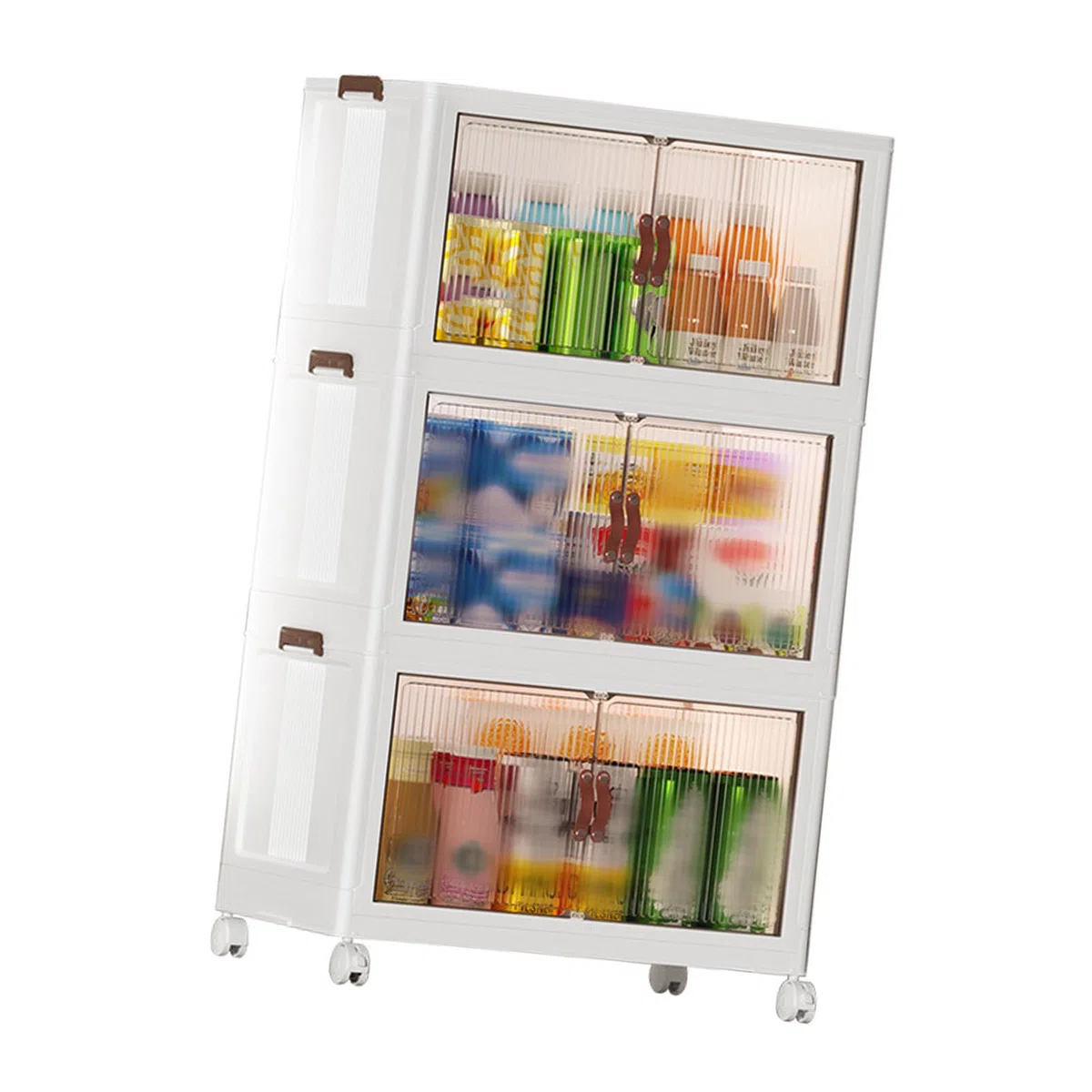 Multifunktionaler Zusammenklappbarer Aufbewahrungsschrank für, Snack-Organizer für Schlafzimmer, Kunststoff-Baby-Garderobe (3 Schichten)
