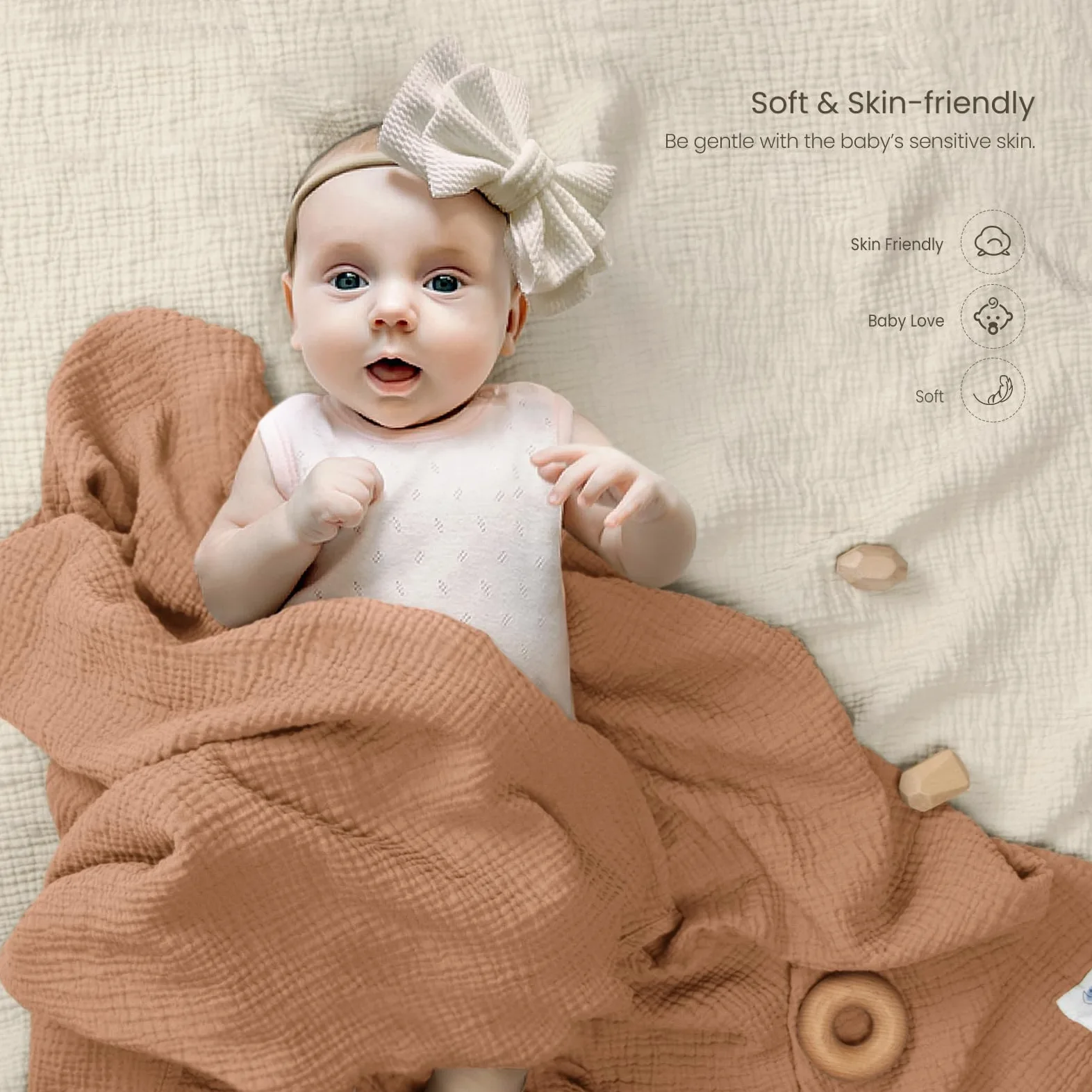 lulumoon Baby Pucktuch Musselin Decke - Baumwolle Dünne Atmungsaktive Babydecke - Baby Swaddle Decke Tücher für Junge und Mädchen 3er-Pack (Oliv)