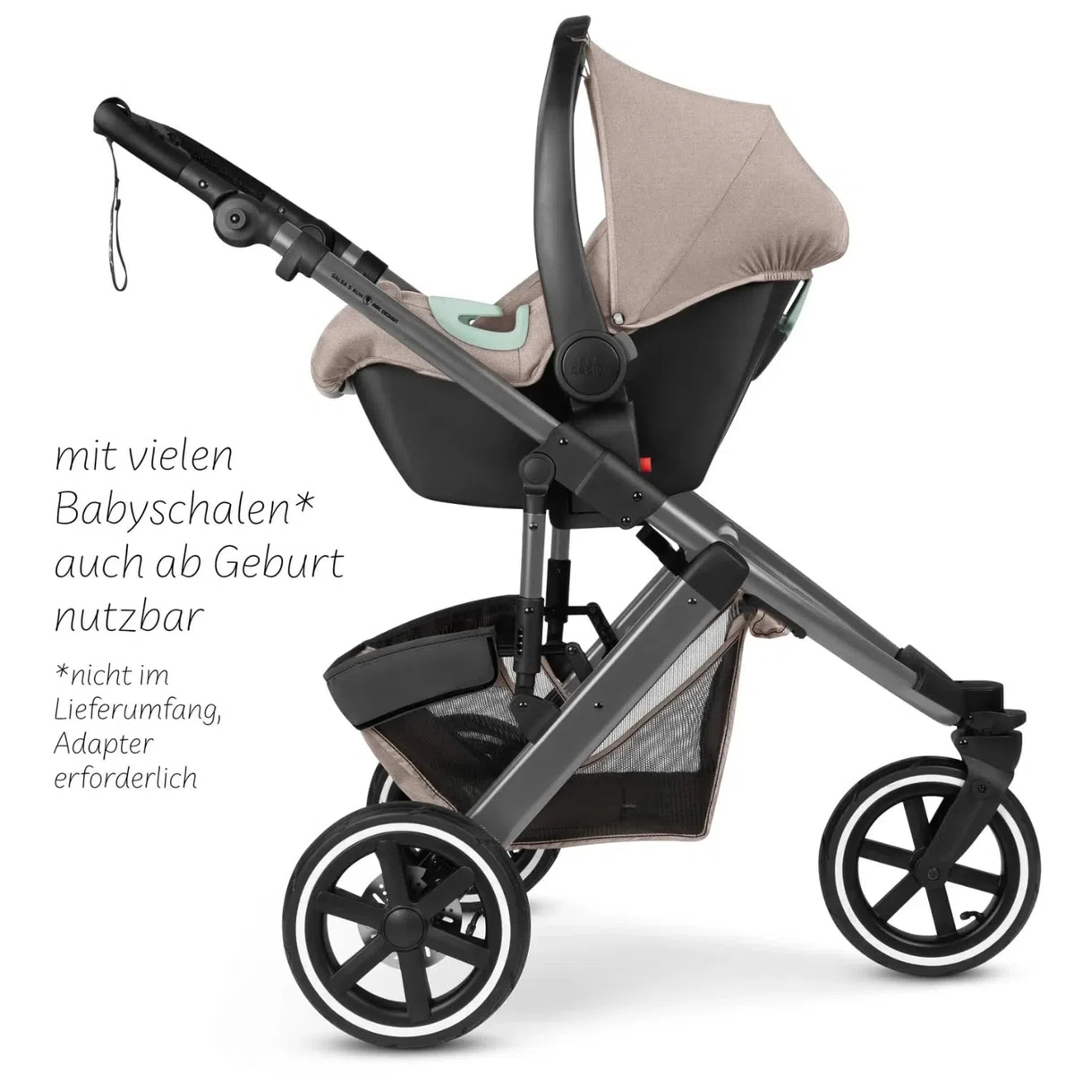 ABC Design Salsa 5 Run Jogger Sportwagen mit Sportzulassung Luftreifen Handbremse Federung wendbare Sitzeinheit Liegeposition bis 22 kg Camel
