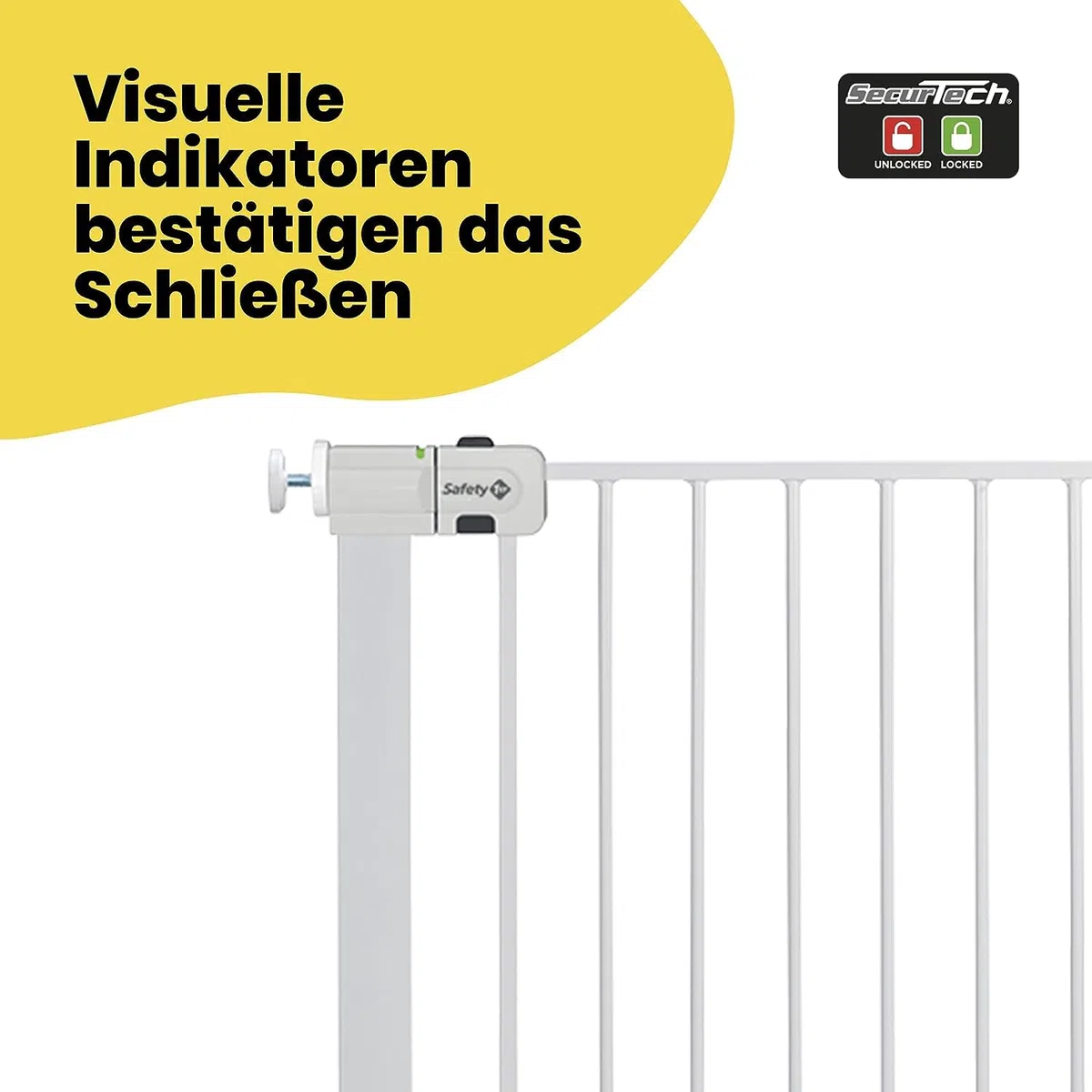 Safety 1st Easy Close Extra Tall Metal Gate,Treppenschutzgitter ohne Bohren, 73–80 cm (max. 94 cm erweiterbar), besonders hohes Gitter (91 cm), leicht schließbares Türschutzgitter, kein Bohren, Weiß