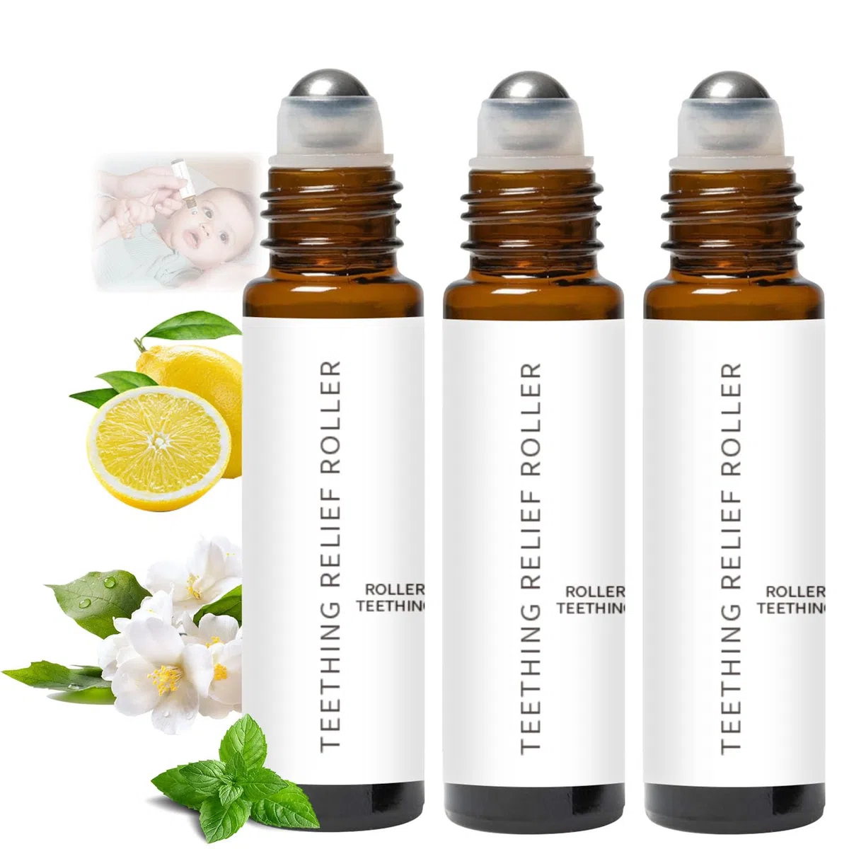 Velaria Zahnungsroller für Babys, 3 Stück, natürliche Zahnungsrolle, natürliche Entlastungsrolle, 10 ml