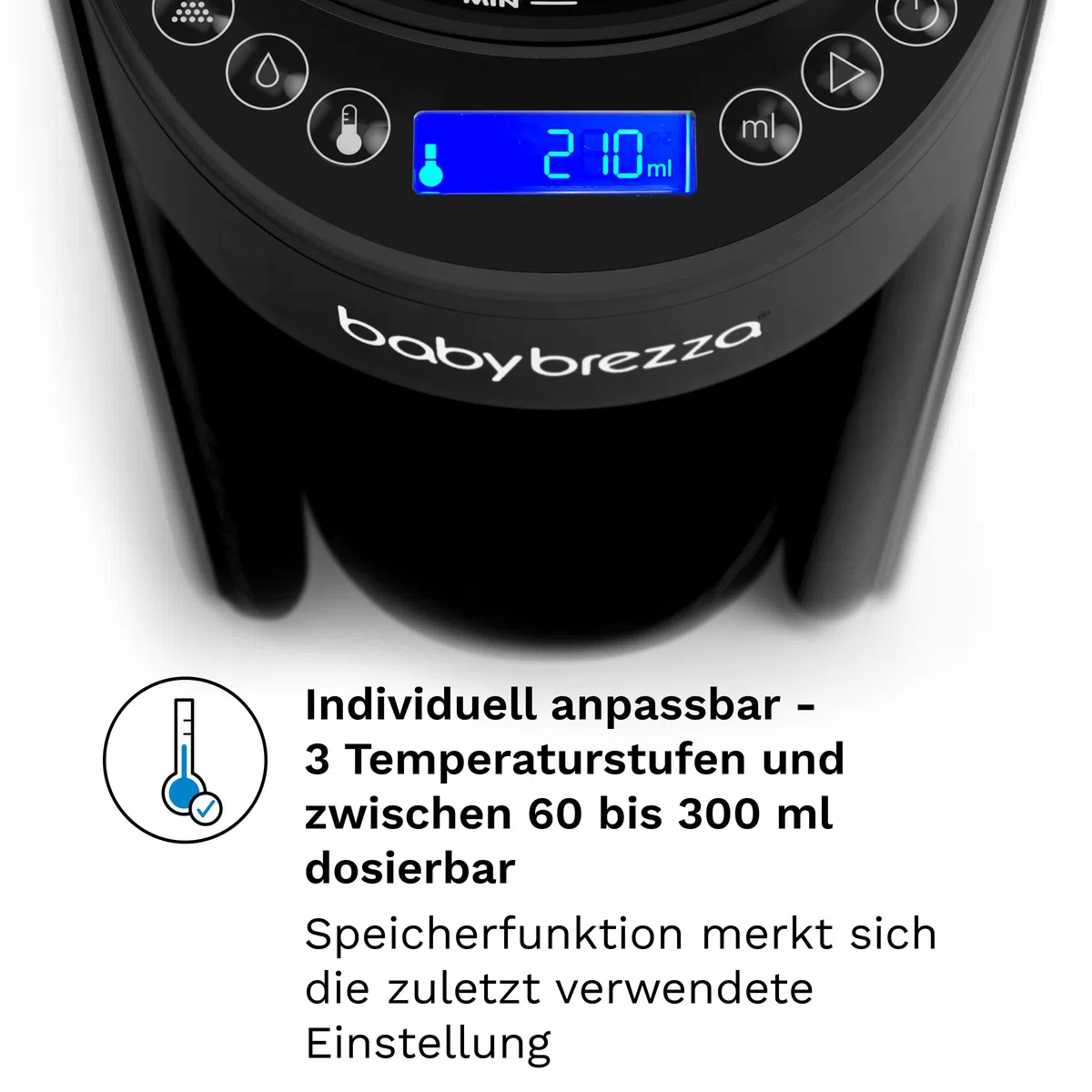 Baby Brezza Formula Pro Advanced – Automatischer Flaschenzubereiter | Mischt Milchpulver & Wasser perfekt – Mit 2 Milchpulvertrichtern (1 im Gerät, 1 extra) – 3 Temperaturen – BPA-frei – schwarz