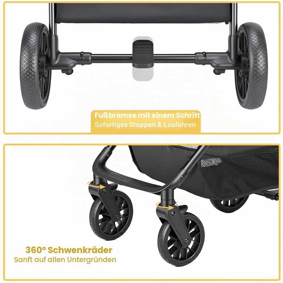 UBRAVOO Kinderwagen Buggy für Kleinkinder mit Liegesitz, ultrakompakter Reisebuggy klein zusammenklappbar, leichtem Travel Buggy mit Aufbewahrungskorb, Baldachin & Elterngriff als Pushchair