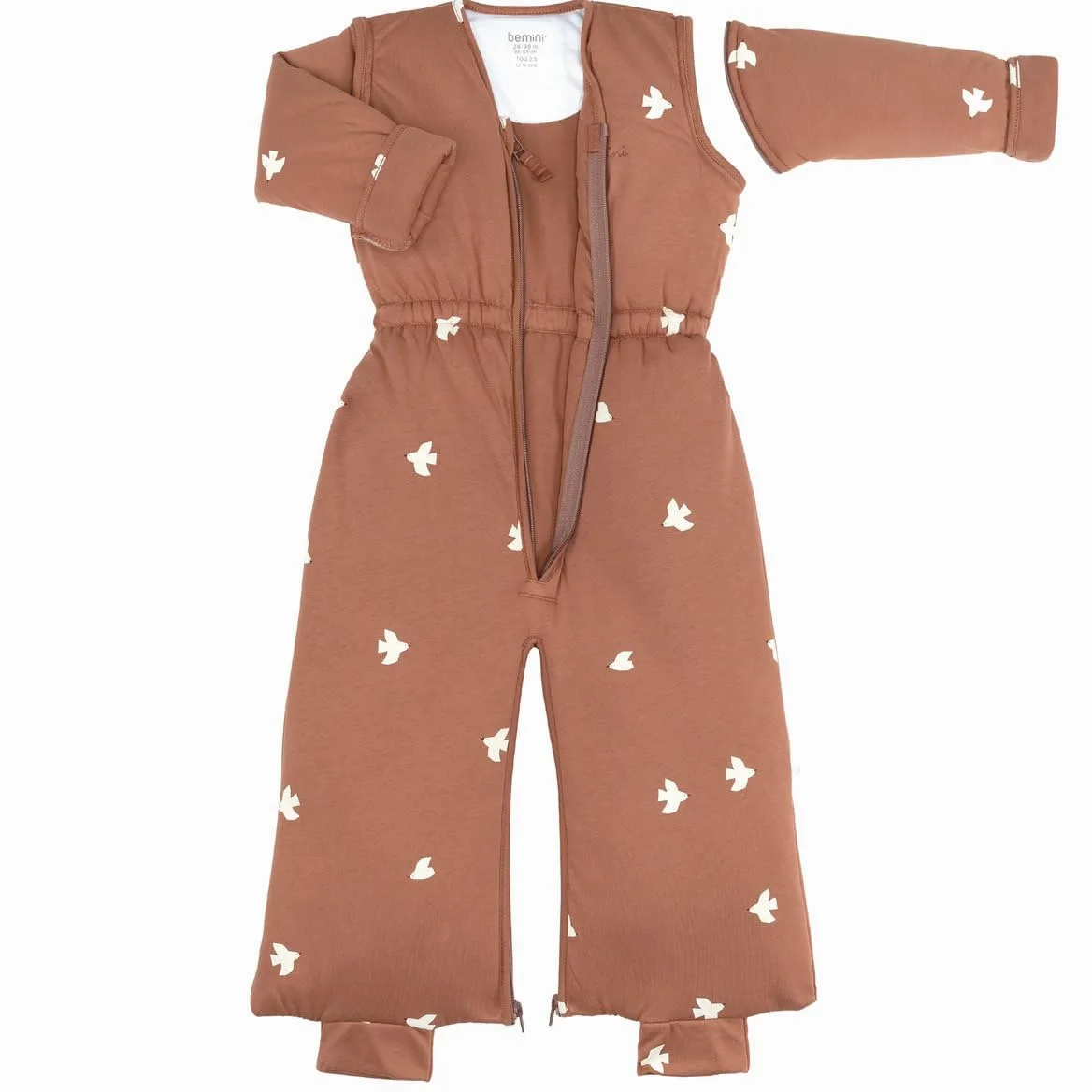 BEMINI Schlafsack mit abnehmbaren Beinen für den Winter, 2.5 Tog Pady Jersey + Jersey, Piuma Mocca