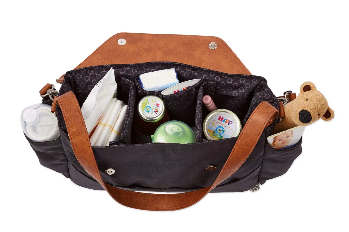 Gesslein Praktischer Organizer für den Kinderwagen in Lederoptik, tabak