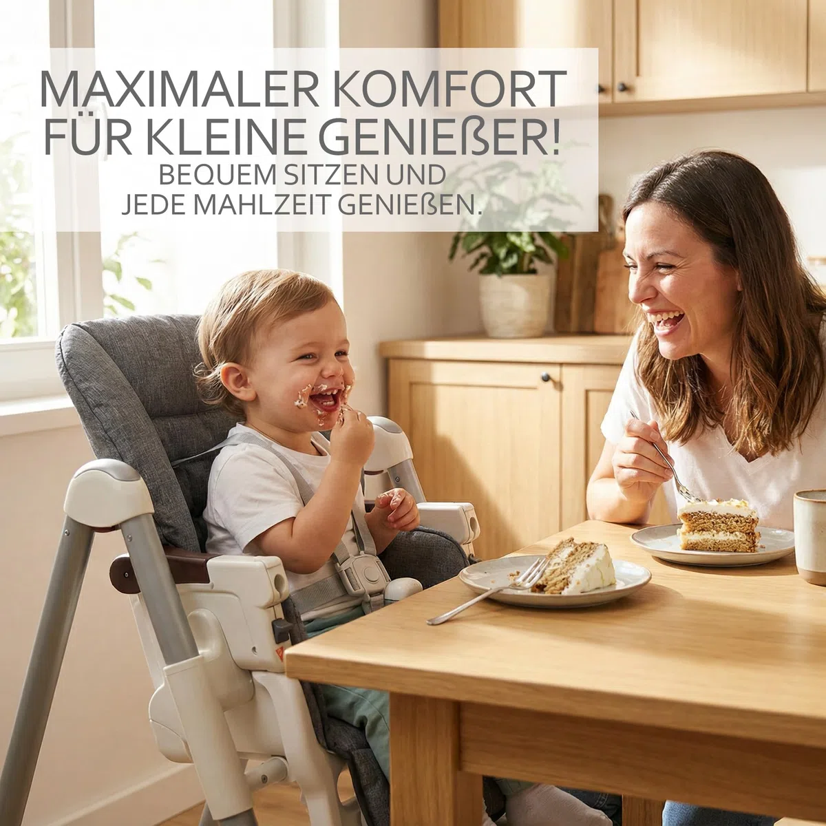 Ersatzbezug Sitzkissen [Bezug für Hochstuhl] kompatibel mit Peg Perego Prima Pappa DINER (dunkelgrau meliert)