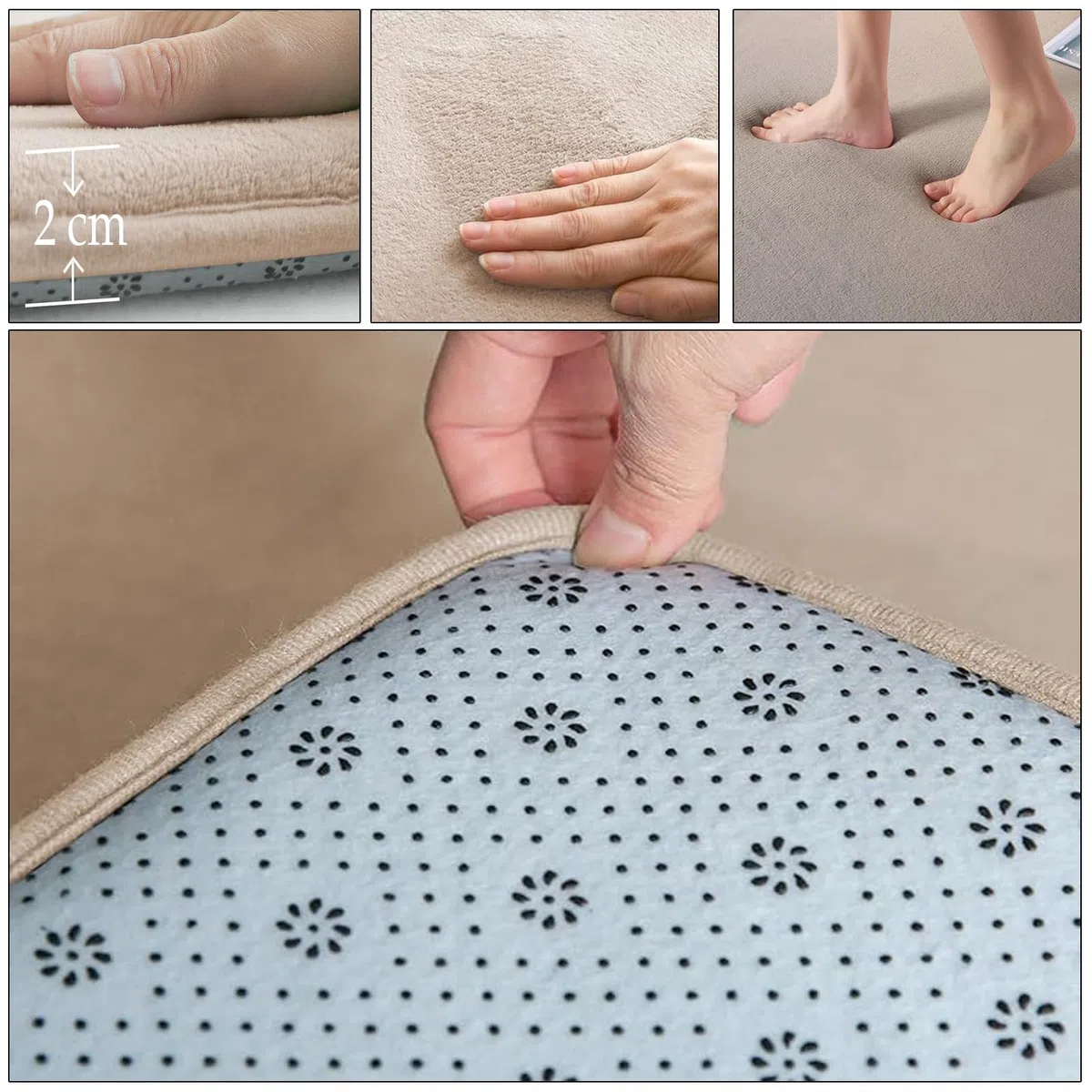 2cm Dicke Krabbelmatte Baby Spielteppich 130 x 190 cm Rutschfester Tatami Matte Extra dick und Spielmatt, Hellbraun Teppich für Wohn und Kinderzimmer