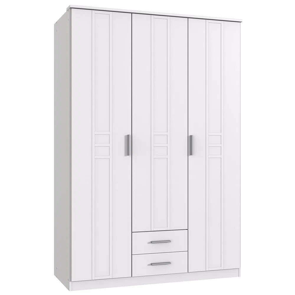 Lomadox Babyzimmer komplett Set 3-teilig mit Gitterbett Kleiderschrank, Bettschubkastenin weiß modern