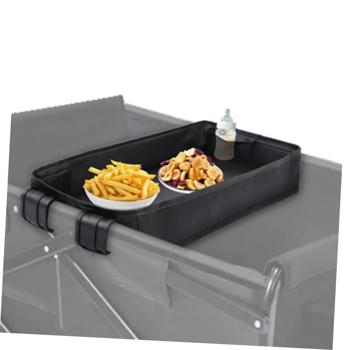ORFOFE Kinderwagen Tablett mit Universellem Snack und Getränkehalter Abnehmbares Zubehör für Kinderwagen Organizer mit Clip Funktion Schwarz