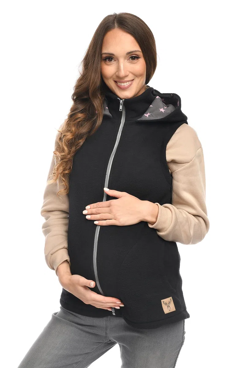 MijaCulture 3in1 ärmellos Trageweste Umstandspullover/für Tragetuch für Babytrage 4131 (Schwarz, S)