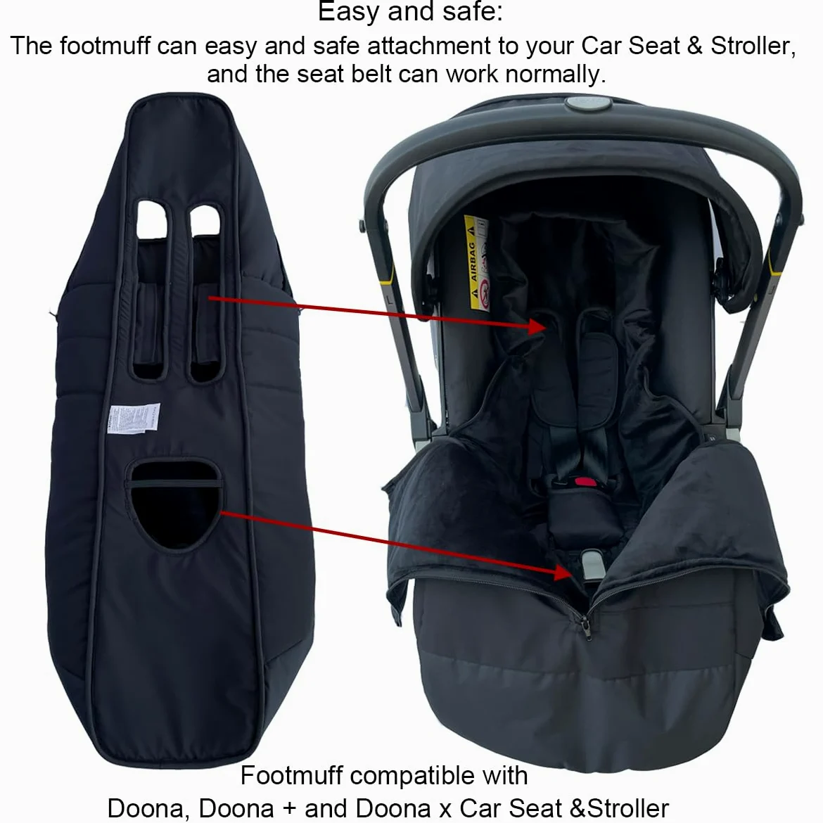 Universal Kinderwagen Warmer Fußsack Weiches Futter und Spritzfestes Gewebe kompatibel mit Doona Autositz & Kinderwagen - geeignet für 95% Autositz und Kinderwagen
