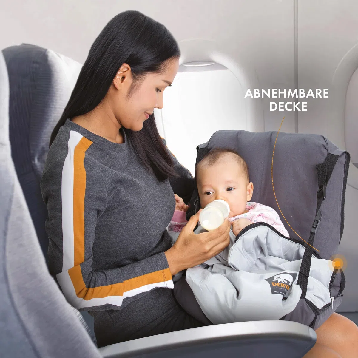 Deryan Air Traveller – Baby-Reisebett mit Matratze, für Flugzeuge und Reisen, 2 in 1 Stuhl und Bett, mit Tragetasche - 70x40x7 cm - Creme