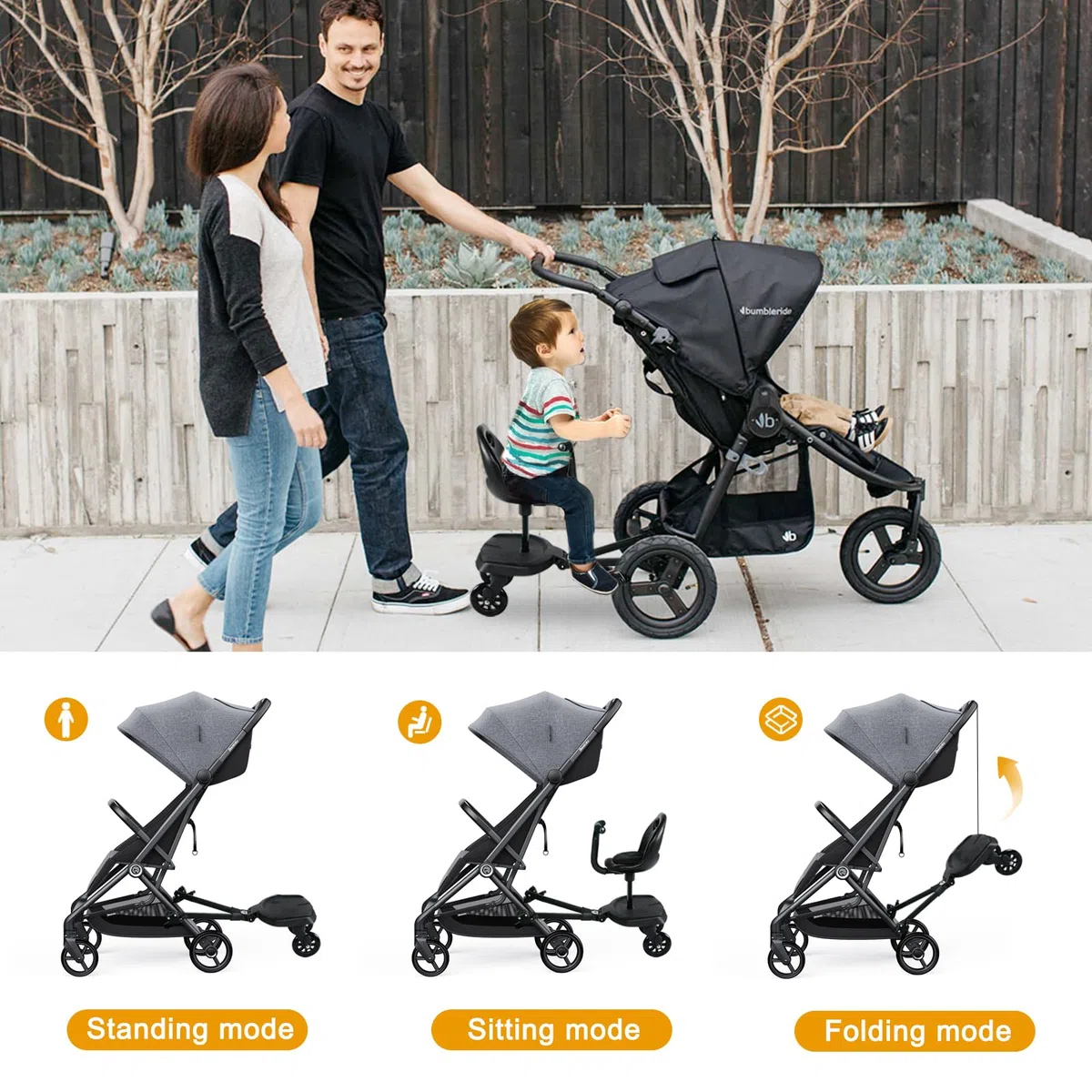 Trittbrett für Kinderwagen Universal, Vihir Buggy Board mit Sitz, Kiddy Board für alle Kinderwagen, Buggyboard für Geschwister, Kinderwagen Zubehör Für Kinder Von 2-6 Jahren