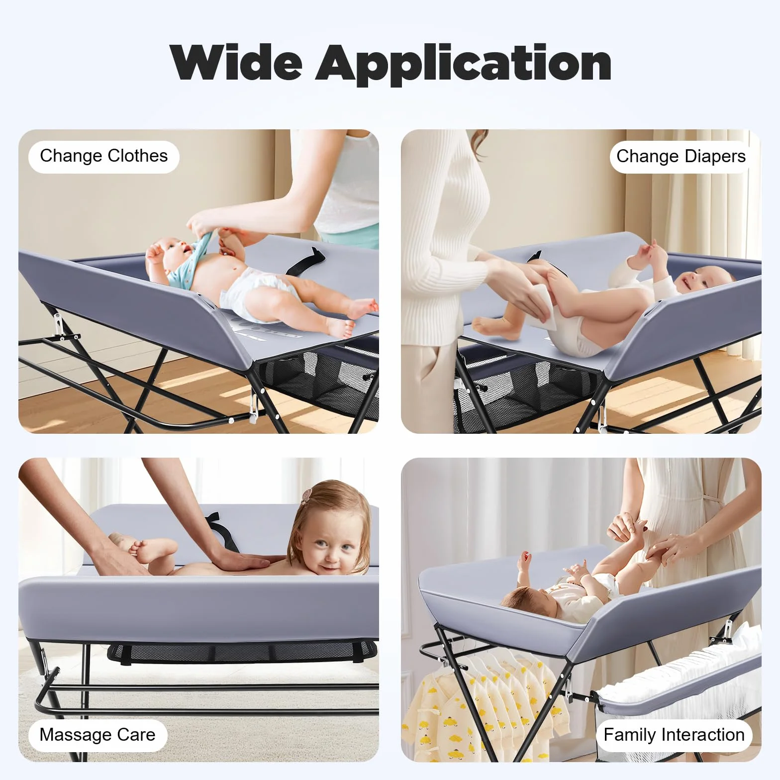 Baby Wickelkommode Wickeltisch Klappbar Mit Aufbewahrungsbrett,Sicherheitsgurt Und Seitenrahmen Baby Changing Table Tragfähigkeit 25kg Klappbare Wickelstation,Für Säuglinge Unter 12 Monaten