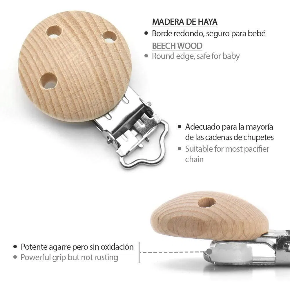 RUBY 10 Stücke Schnullerclip Holz Schadstofffrei Baby Dummy Clip Halter