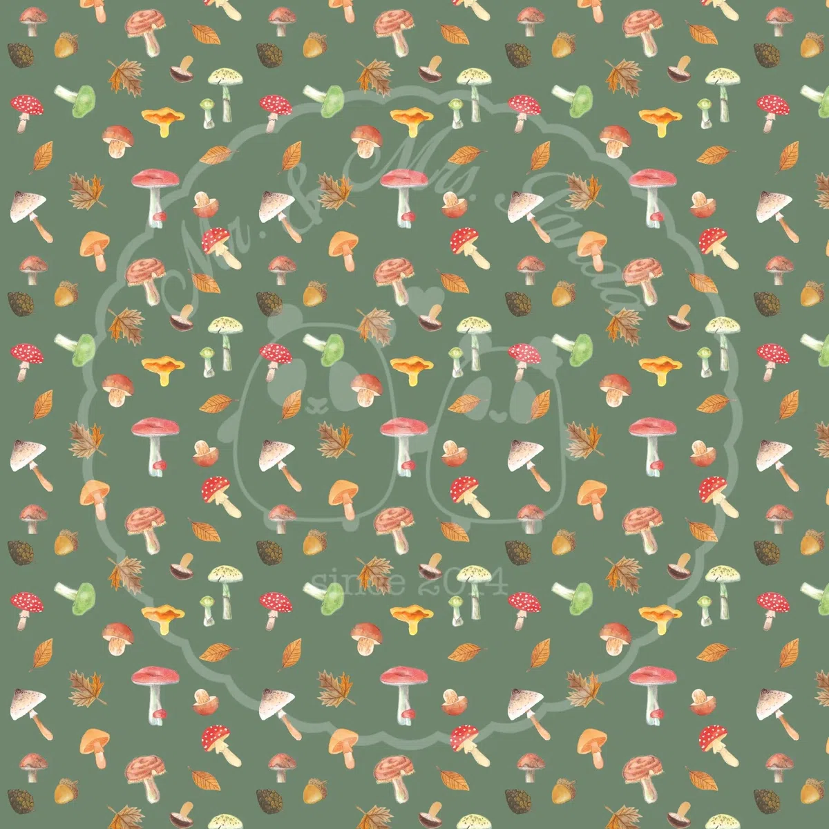 Mr. & Mrs. Panda Decke Pilz Wald 130 x 155 cm - Geschenk, Kuscheldecke, Laub Muster, Pilze, Sofadecke, Wohndecke, Wärmedecke, Heimdecke