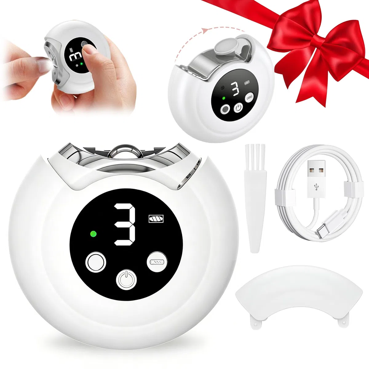 Elektrischer Nagelknipser, verbessert, 3-in-1, automatisch, Baby-Nagelfeile, 3 Geschwindigkeiten, Polieren Automatischer Nagelschneider mit Nagelchip-Aufbewahrung & LED-Licht, Geschenke für Frauen