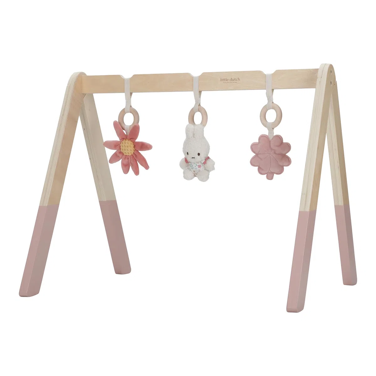 nijntje miffy x Little Dutch Baby Gym Spieltrapez Spielbogen Holz inkl. Anhänger Hase Miffy rosa - Lucky Blossom