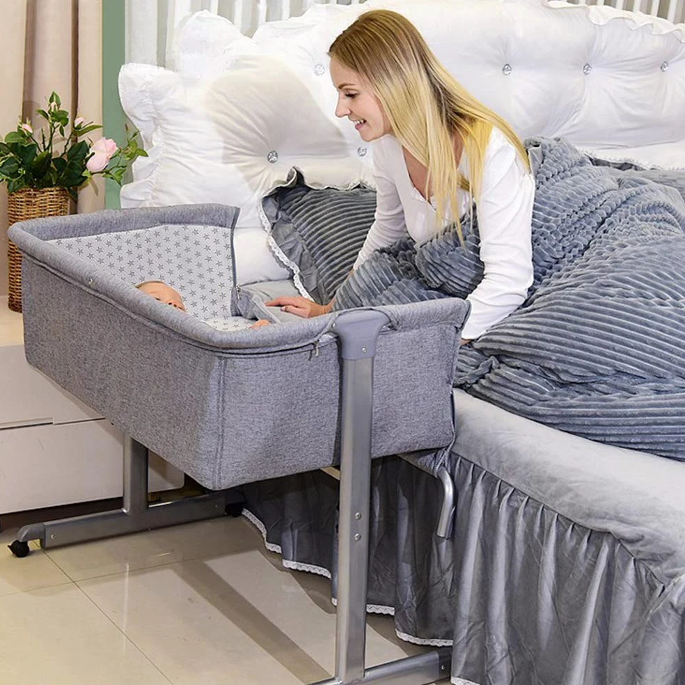 Beistellbett Baby, Stubenwagen Babybett, Mobiles Kinderbett, Beistellbett mit Moskitonetz+Räder, Tragbares Bett für Säuglinge/Neugeborene (96 * 57 * 77cm)