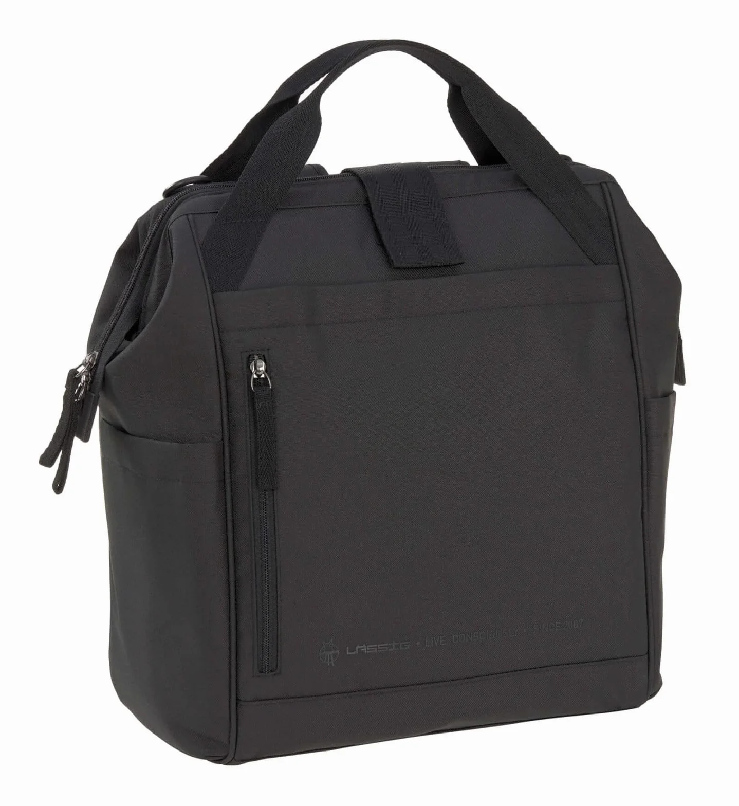 LÄSSIG Baby Wickelrucksack Wickeltasche inkl. Wickelzubehör Rucksack mit Wickelunterlage nachhaltig produziert/Goldie Up Backpack black 1103034000