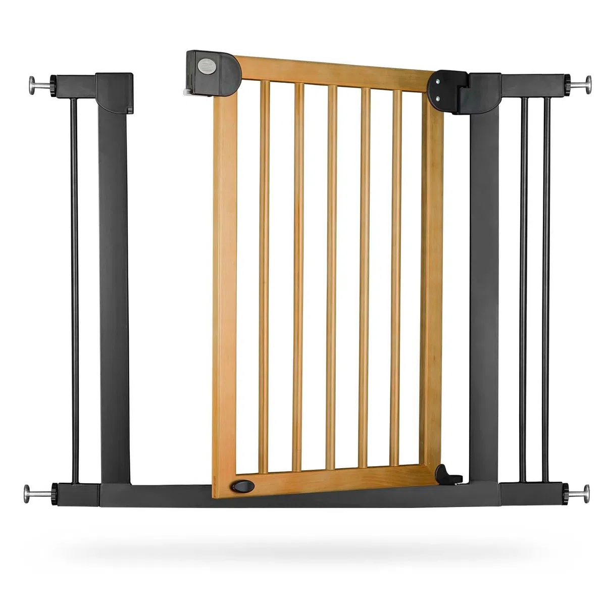 Nukido Treppenschutzgitter Ohne Bohren Türschutzgitter 90° Stop Türgitter Baby Kinder Kindergitter Schutzgitter Breite Verstellbar 76-104 cm Braun Schwarz 104 x 77 cm