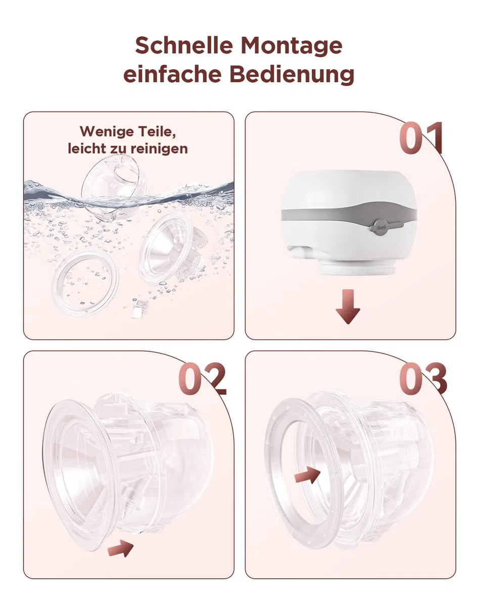 Haokoo Elektrische Milchpumpe -201g BPA-frei Milchpumpe Elektrisch Freihändig, 3 Modi und 12 Stufen, 40dB Leise, Ideal für Arbeit, Reisen & Nacht, 2er-Pack