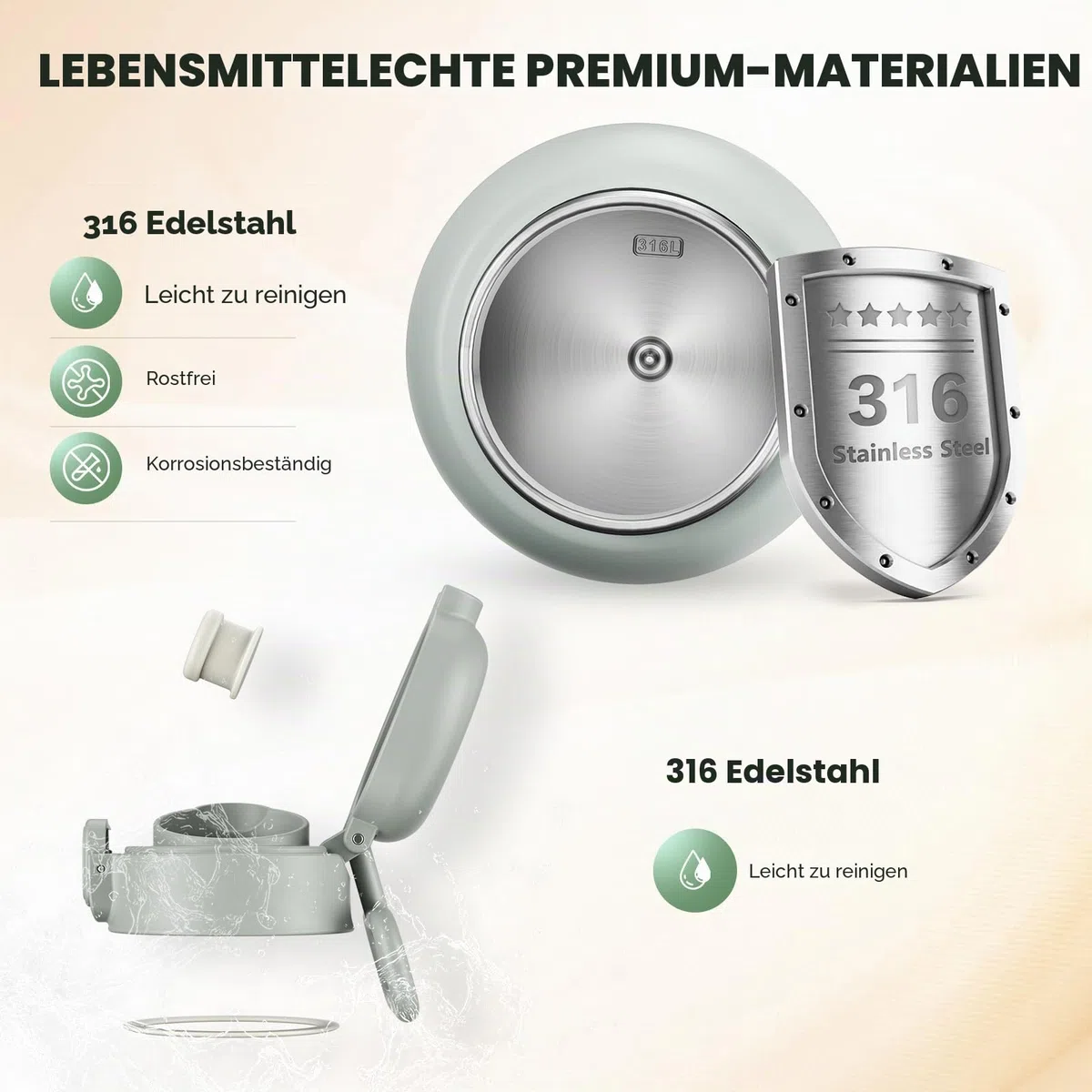 Tragbarer Babyflaschenwärmer 500 ml 3 Temperaturstufen Schnellladestecker Schnellaufheizen 2-3 Min für Muttermilch & Pre Nahrung