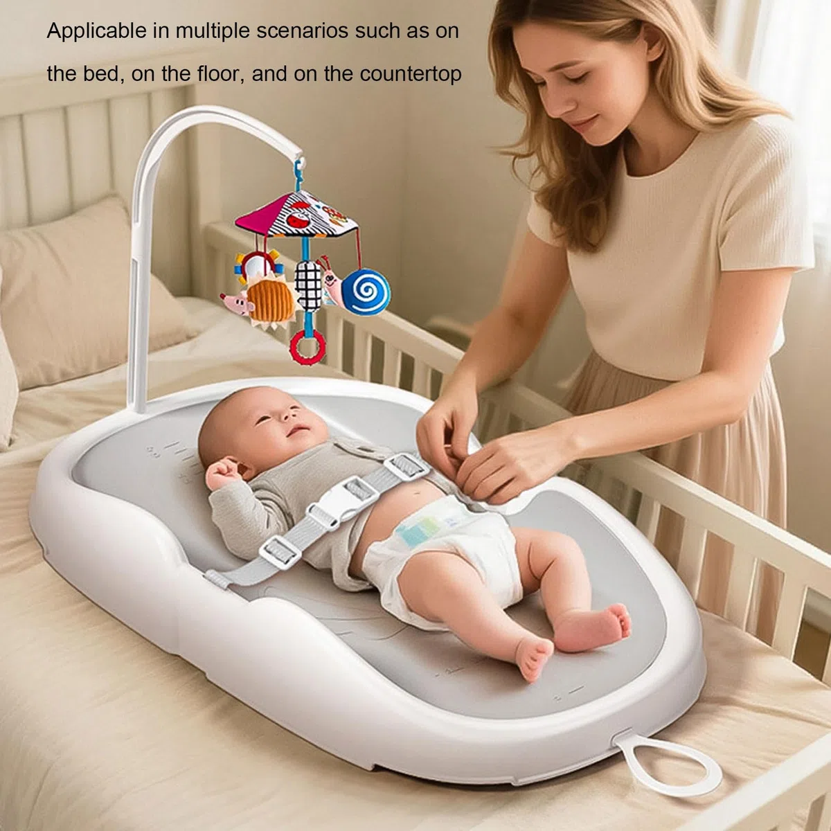 Sxhlseller Tragbare Baby-Wickelunterlage |Multifunktionale Wickelstation Zum Baden und Windelwechseln von Kleinkindern, Platzsparender Wickeltisch aus Kunststoff für die Pflege von Neugeborenen und