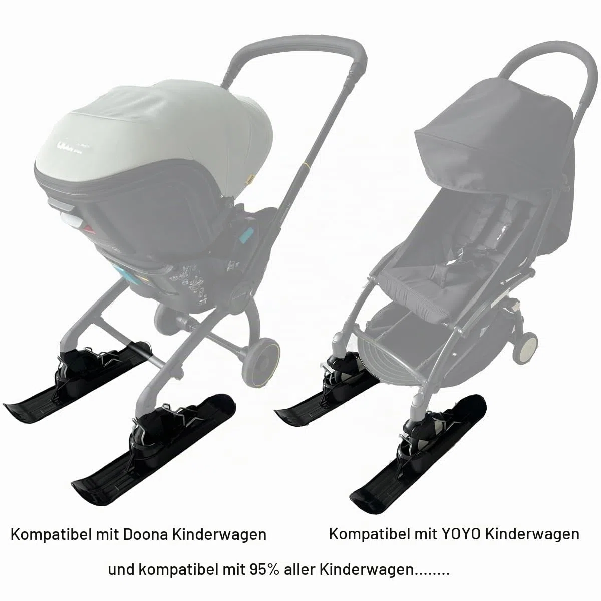 Universal Skischild für Kinderwagen und Trolleys für Haustiere, Schneewagen- oder Strandgleiter, Ski-Board und Strandrollbrett für Rollstühle
