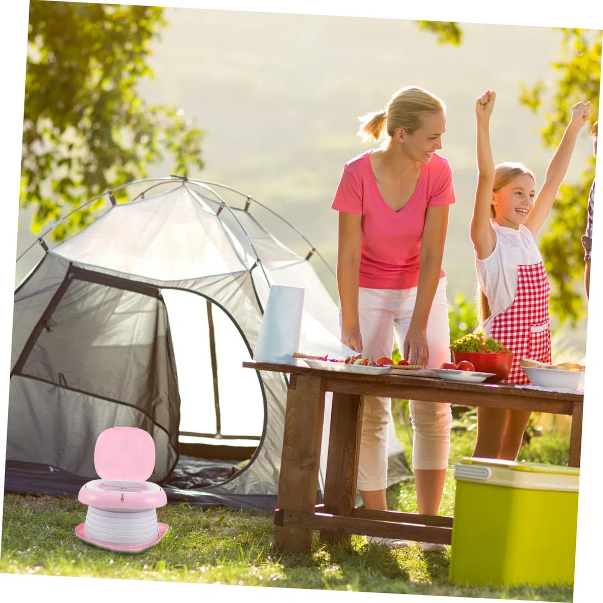 BESTonZON Faltbares Töpfchen mit Griff Tragbares Reise-töpfchen für Kleinkinder für Camping und Reisen zum Toilettentraining Auslaufsicher und Leicht zu Reinigen